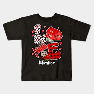 LOVE Realtor Life Leopard Funny Valentine_s Day Kids T-Shirt